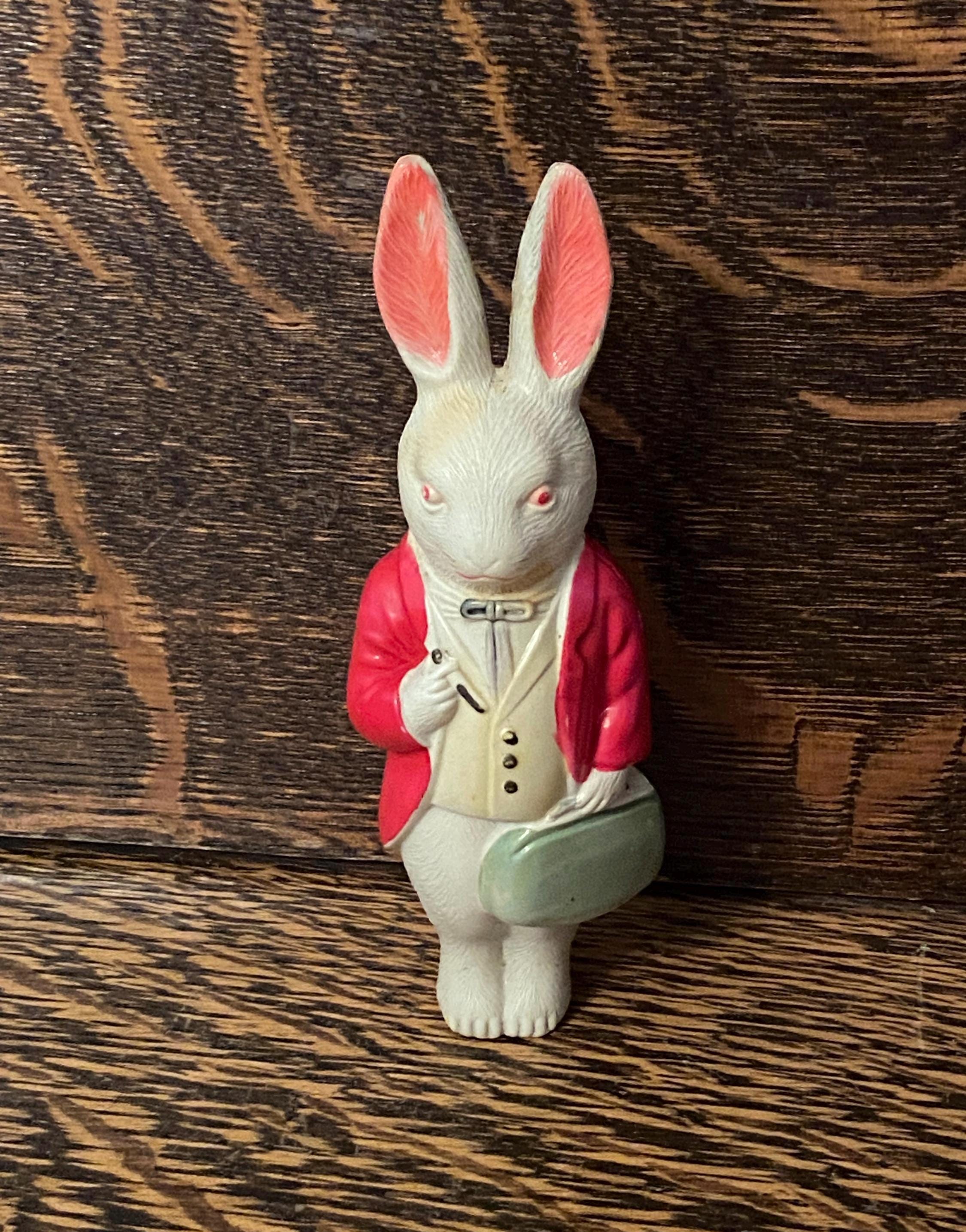 Antique Celluloid Bunny Rabbit Hand Painted Plastic Figure