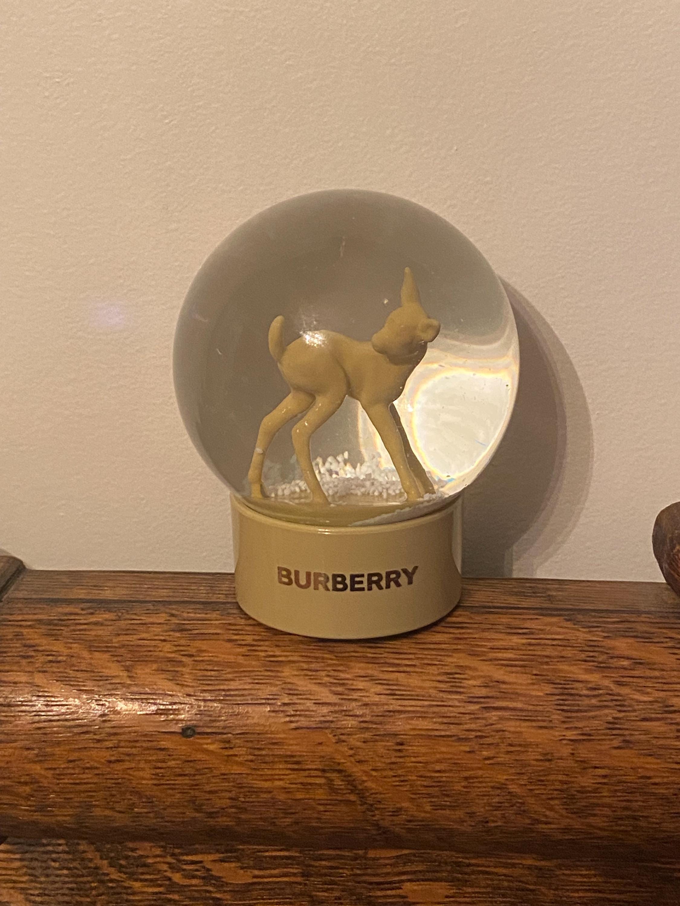 Burberry Designer Deer Snow Globe Modern Seasonal Christmas Decor 