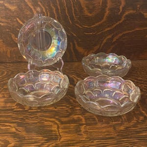Vintage Federal Glass Iridescent Bowls - 1960’s Yorktown Colonial Bowls - Set Of 4