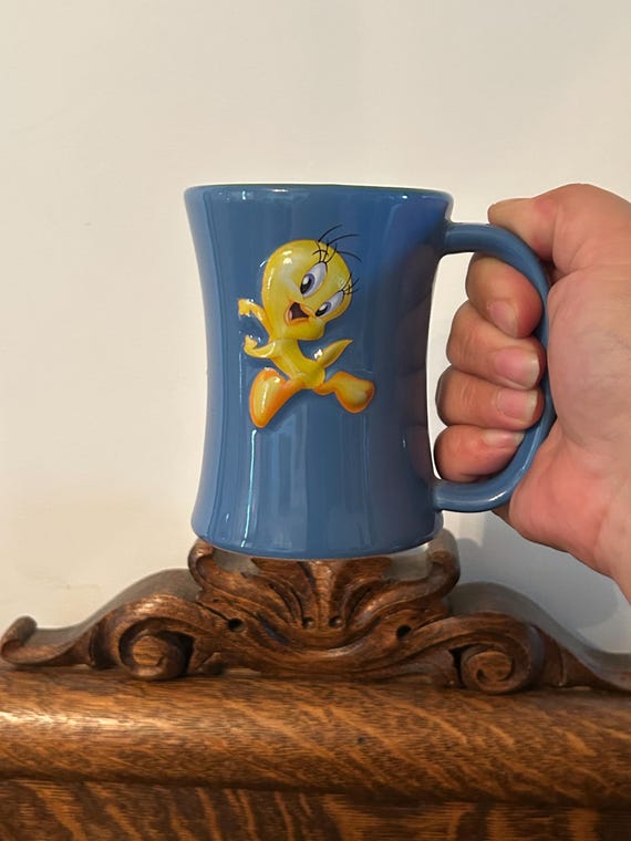 Vintage Looney Tunes 3D Tweety Bird Mug Warner Bros Tindex Ceramic