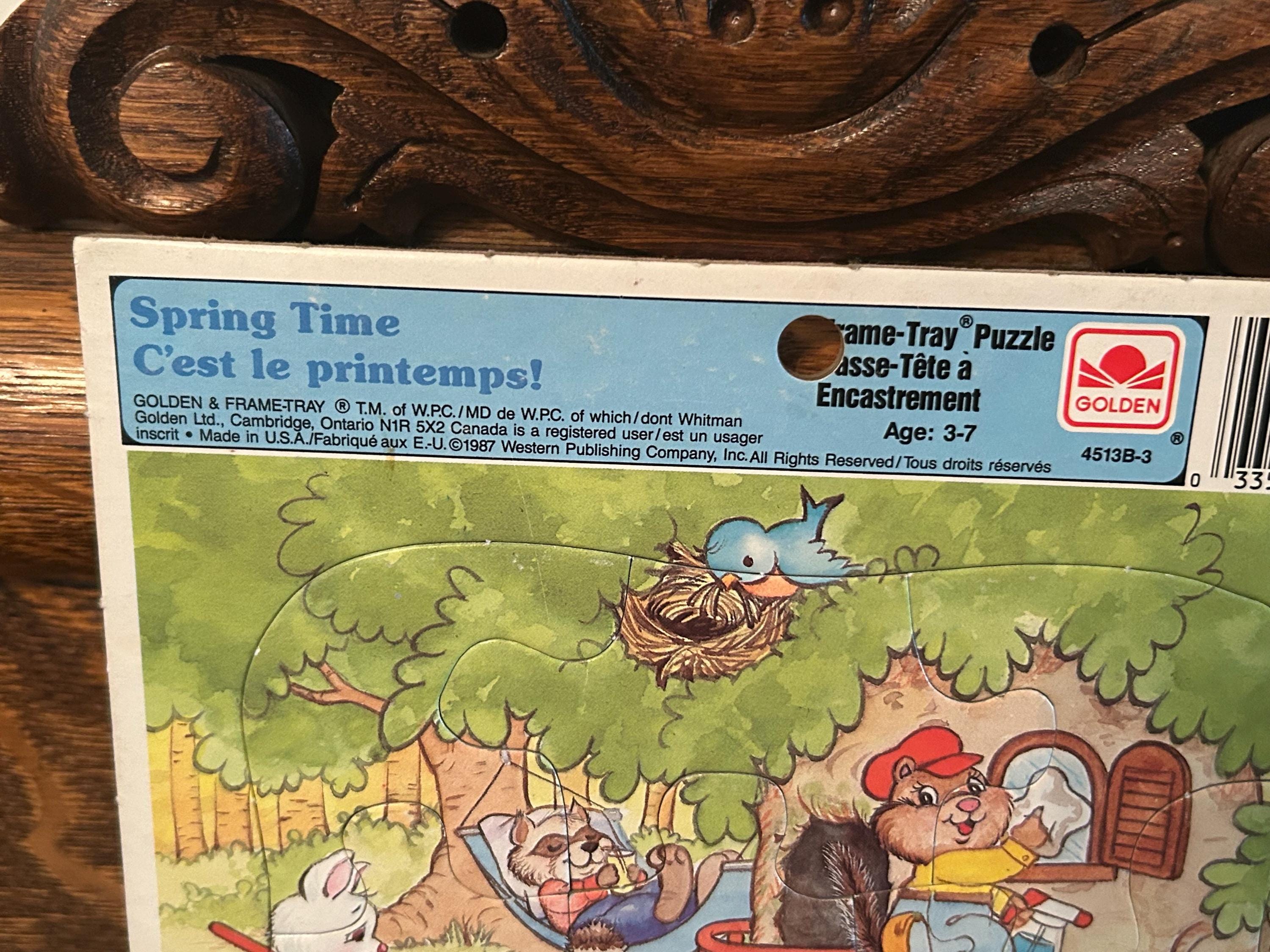 Vintage 1987 Spring Time Frame Tray Springtime Golden Frame Tray Puzzle ...