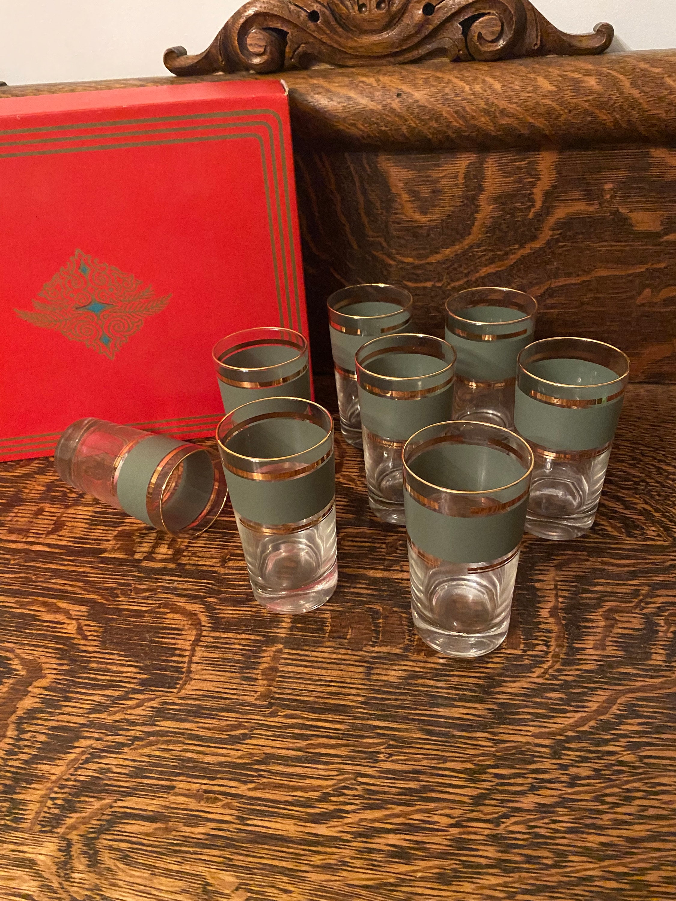 Rare MCM Glasses TST Heritage Celadon Tumbler Drinking Glasses Set of ...
