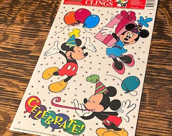 90’s Disney Mickey Mouse Window Cling Removable Stickers Vintage Birthday Decorations