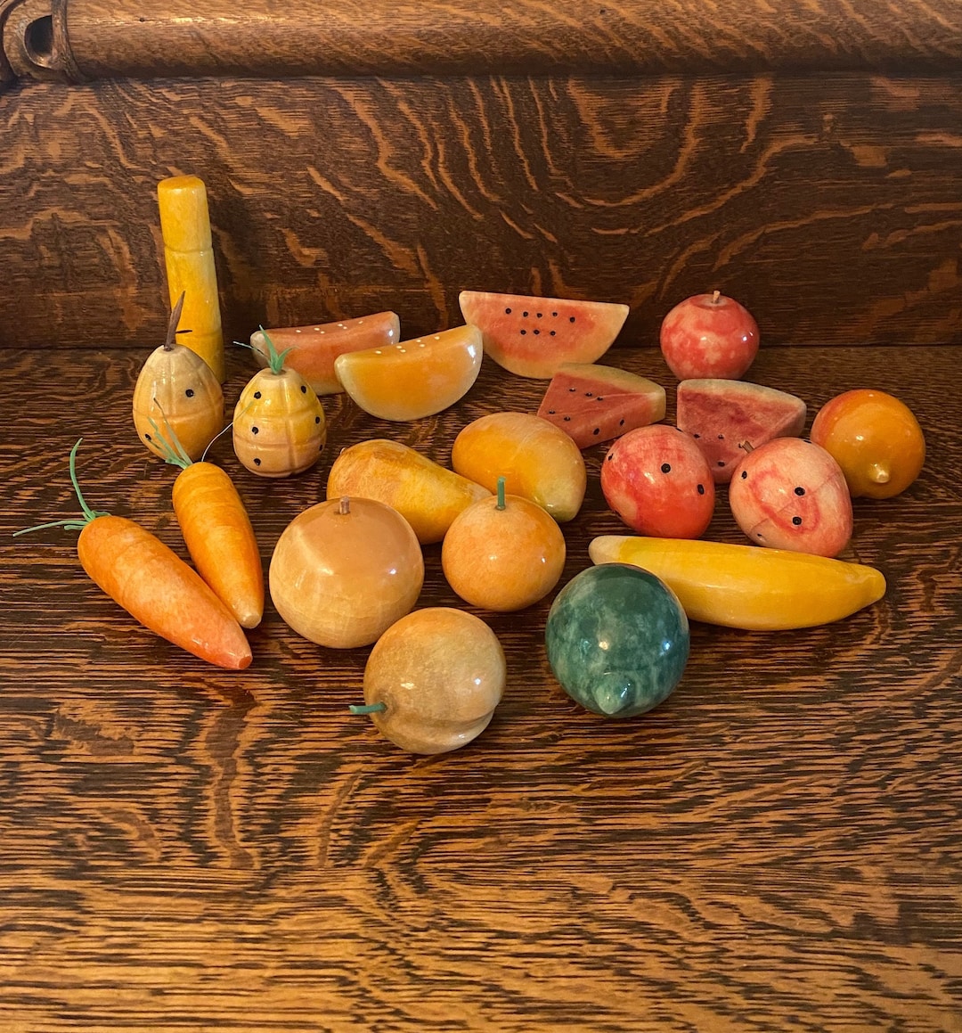 Vintage Alabaster Carved Fruit Kitchen Decor - Fruit Bowl Decor ...