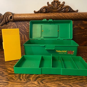 Vintage Kinder Tackle Box Fisherkid Woodstream Angelausrüstung Kit