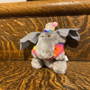 Vintage Plush Moose Carnival Moose Rainbow Clothes