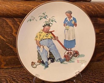 Gorham Fine Bone China Norman Rockwell Plate “Summer - Cool Aid” 1978 Collectible Plate 10 3/4” D