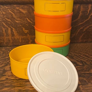 Vintage Ovaltine Storage Containers Wander Ltd Set Of 5 Plastic Food Storage Vintage Kitchen Accessories