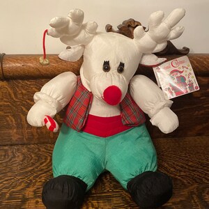Peluche renne de Noël international vintage Sue Dreamer 1993 International Silver Company
