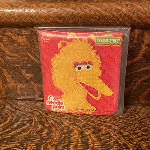 Vintage Needlepoint CTW Sesame Street Big Bird 5”x5” Tapestry 1977 Friends International Corp.
