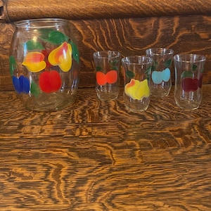 Vintage Bartlett Collins pichet et verres à boire ensemble de verres pichet à jus de jarre à biscuits gobelet