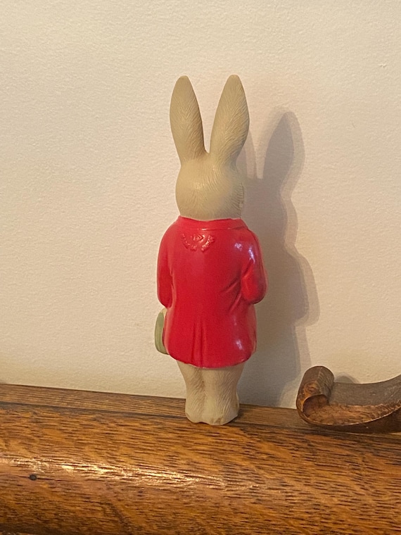 Antique Celluloid Bunny Rabbit Hand Painted Plastic Figure