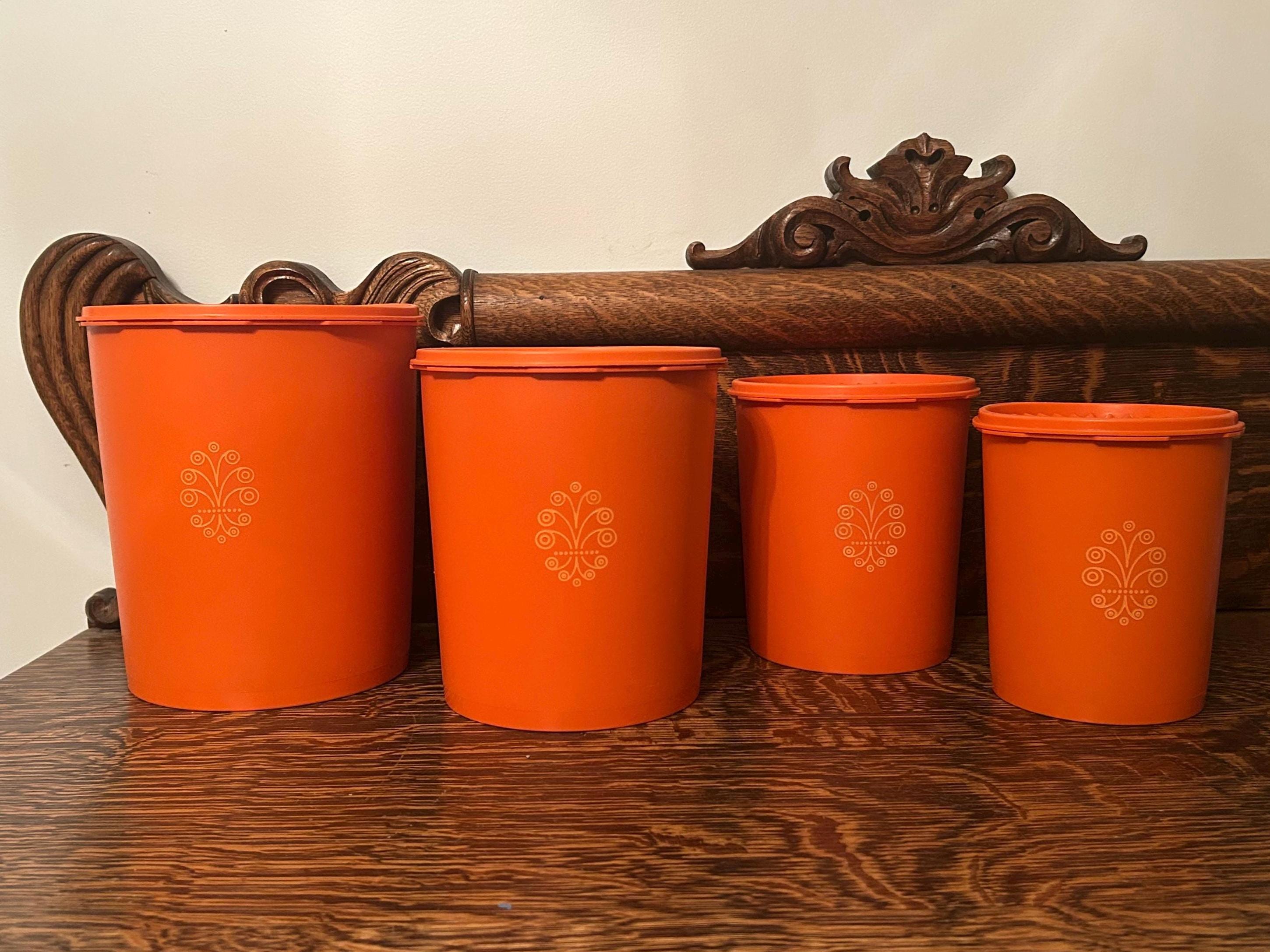 Vintage Tupperware Harvest Orange Canister Set of 4 Made in Canada