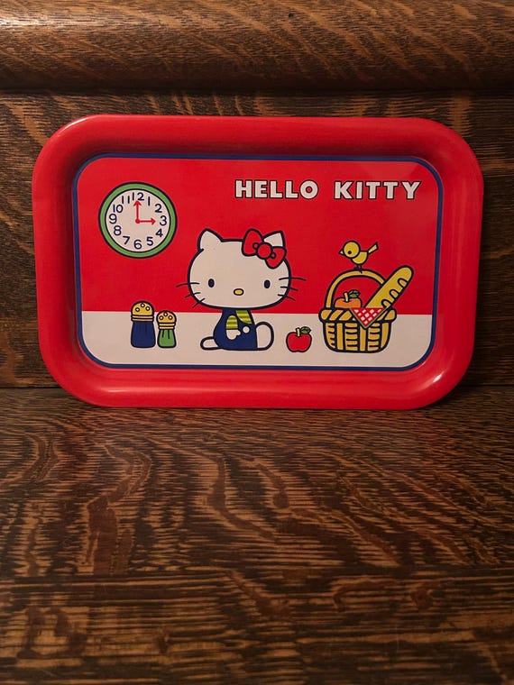 Vintage 1976 Hello Kitty Decorative Metal Tray Sanrio Japan