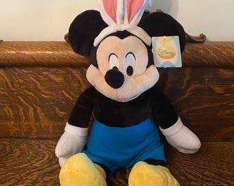 Disney Mickey Mouse Easter Plush Large Mickey In Bunny Ears - Gift For Easter - Easter Decor