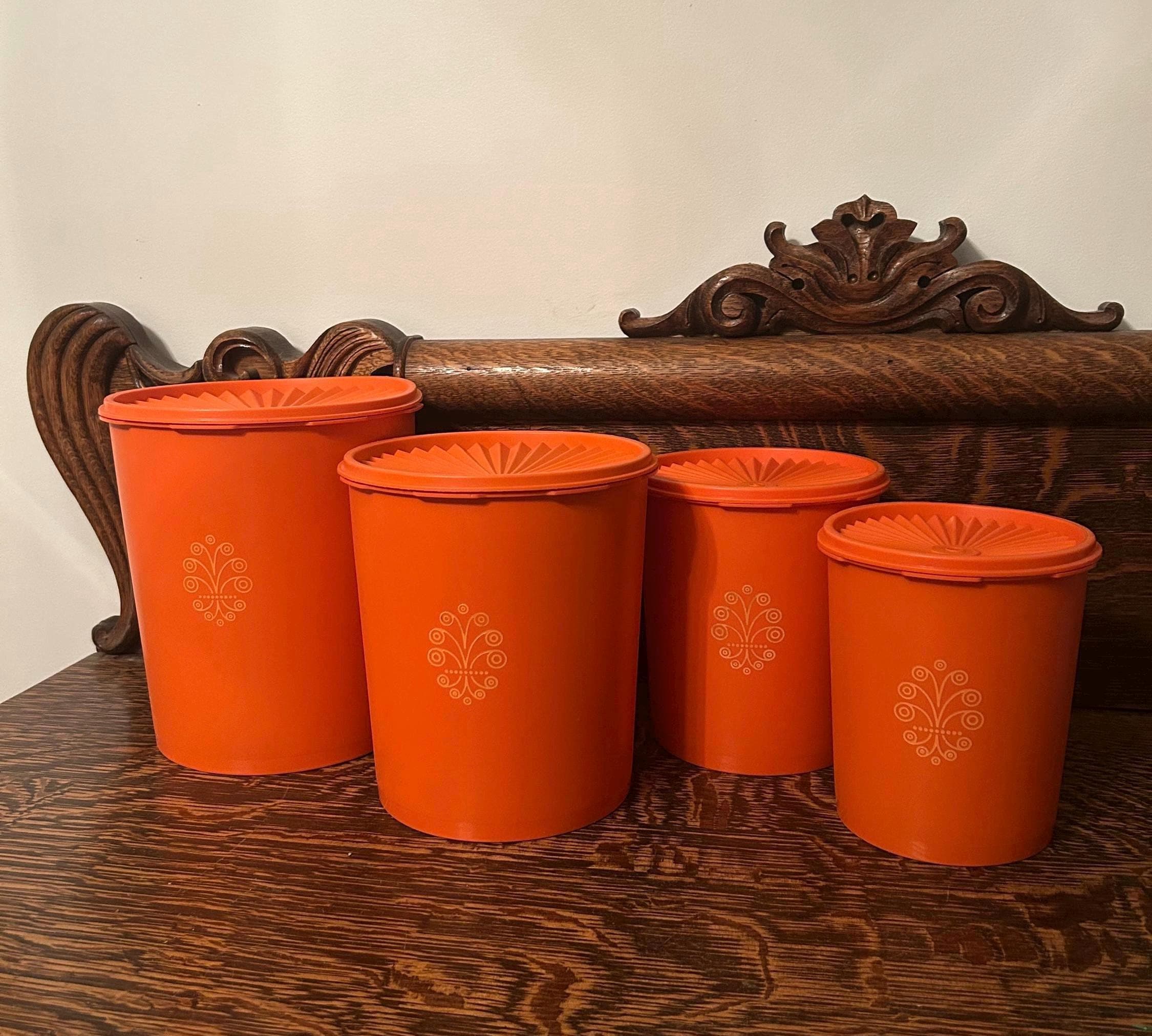 Vintage Tupperware Harvest Orange Canister Set of 4 Made in Canada