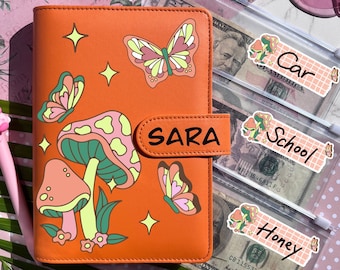 Boho Mushroom Butterfly  BUDGET BINDER, Personalized Images Monthly Budget Planner, Cash Envelopes, A6 Budget Wallet, Budget Book