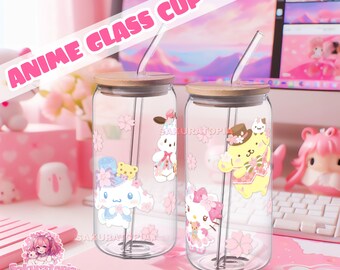 Anime Glass Cup, 16oz Beer Can Glass, Glass Coffee Cup, Glass Cups, Anime Glass Cup, Iced Coffee Glass, Glass Beer Can, Beer Can Glass Cup