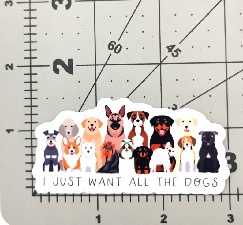 I Just Want All The Dogs Sticker, Dog sticker, Animal sticker, Gift for Dog Lover for Car Decal, Water bottle, laptop, Phone Case, Dogs rule image 3