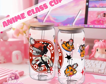 Anime Glass Cup, 16oz Beer Can Glass, Glass Coffee Cup, Glass Cups, Anime Glass Cup, Iced Coffee Glass, Glass Beer Can, Beer Can Glass Cup