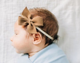 Leather Hair Bow, Baby Headband, Pig Tail Clips, Kids Western Wear, Little Girl Bows, Newborn Photo Prop, Baby Shower Gift, Fall Hair Bow