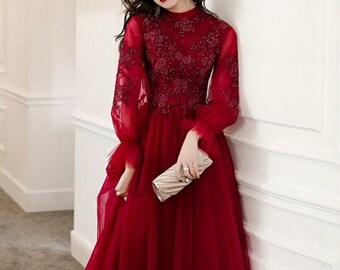 red gown long