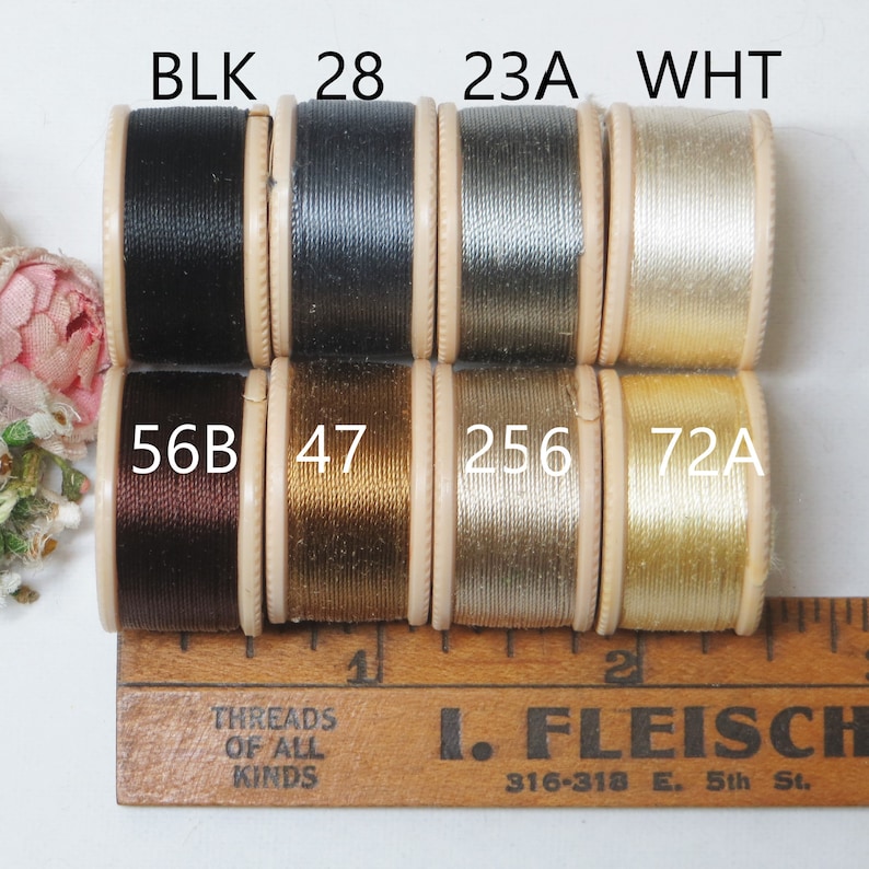 SILK TWIST THREAD Buttonhole Spool You Pick Color Tags: Black White 28 ...
