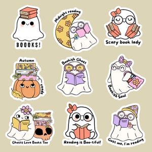 Halloween bookish png bundle, bookish ghost clipart, ghost reading png, funny reading ghosts, kindle stickers pngs, funny halloween png