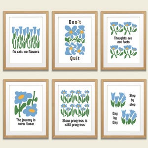 Mental Health Therapy Office Decor: Floral Inspirational Quote Prints (Set of 6) (Digital Download