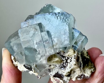 Light Blue Fluorite with Calcite & Inclusions