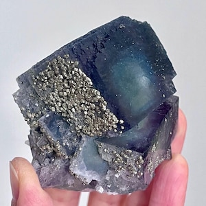 Multicolour Fluorite with Pyrite coatings