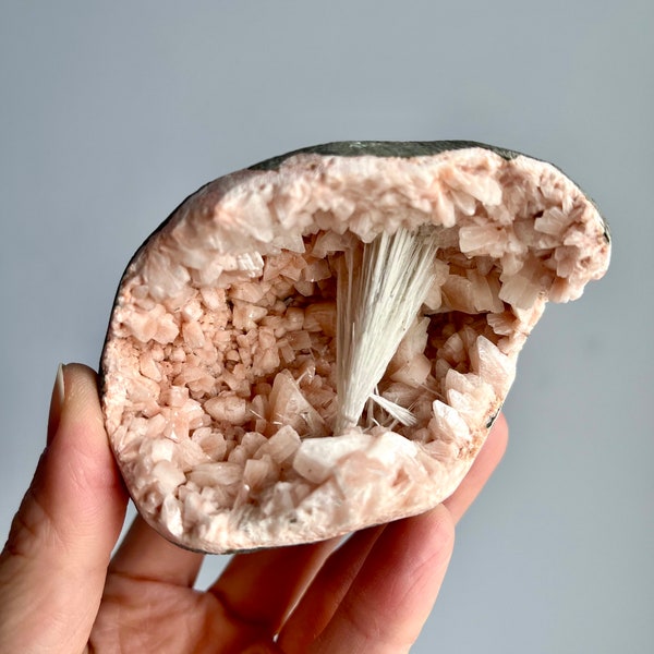 Scolecite with Pink Heulandite Geode