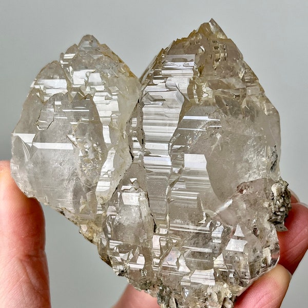 Skeletal Elestial Quartz with Iron Oxides, Hematite, Calcite, Record Keepers