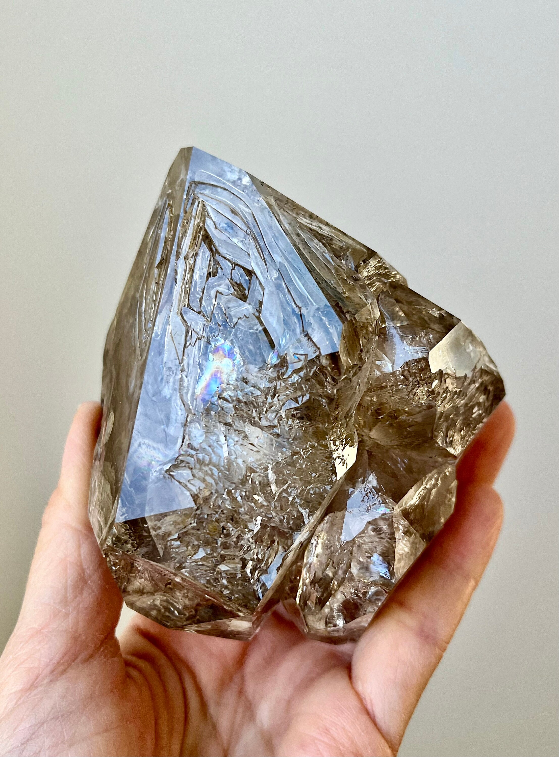 Smoky Skeletal Herkimer Diamond With Rainbow Flash Etsy UK