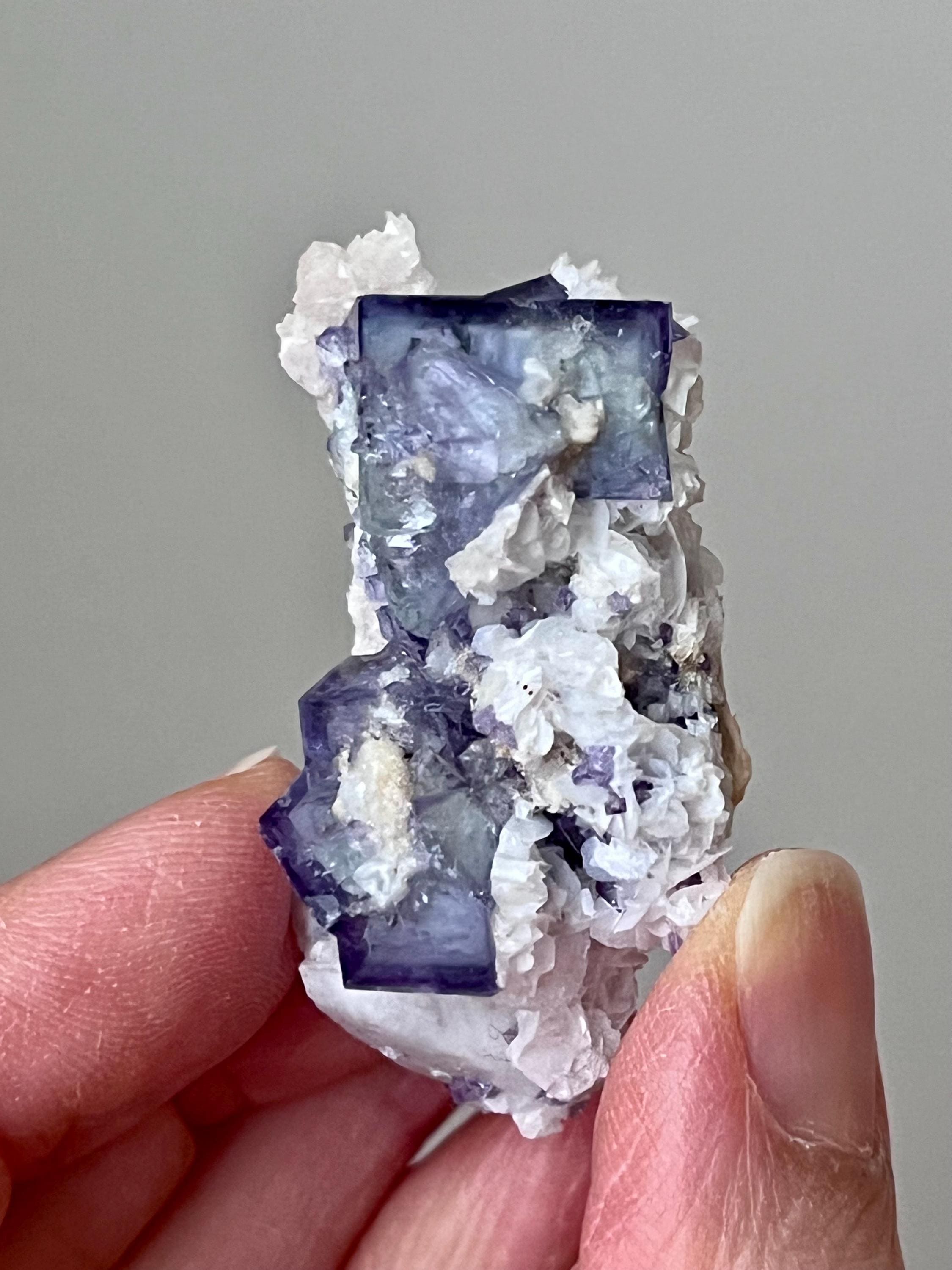 Porcelain Fluorite with Calcite - Thumbnail