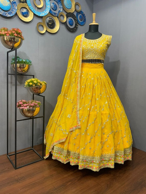 Indian Wedding Dresses for Girls Haldi Functions Dress Lengha | Etsy