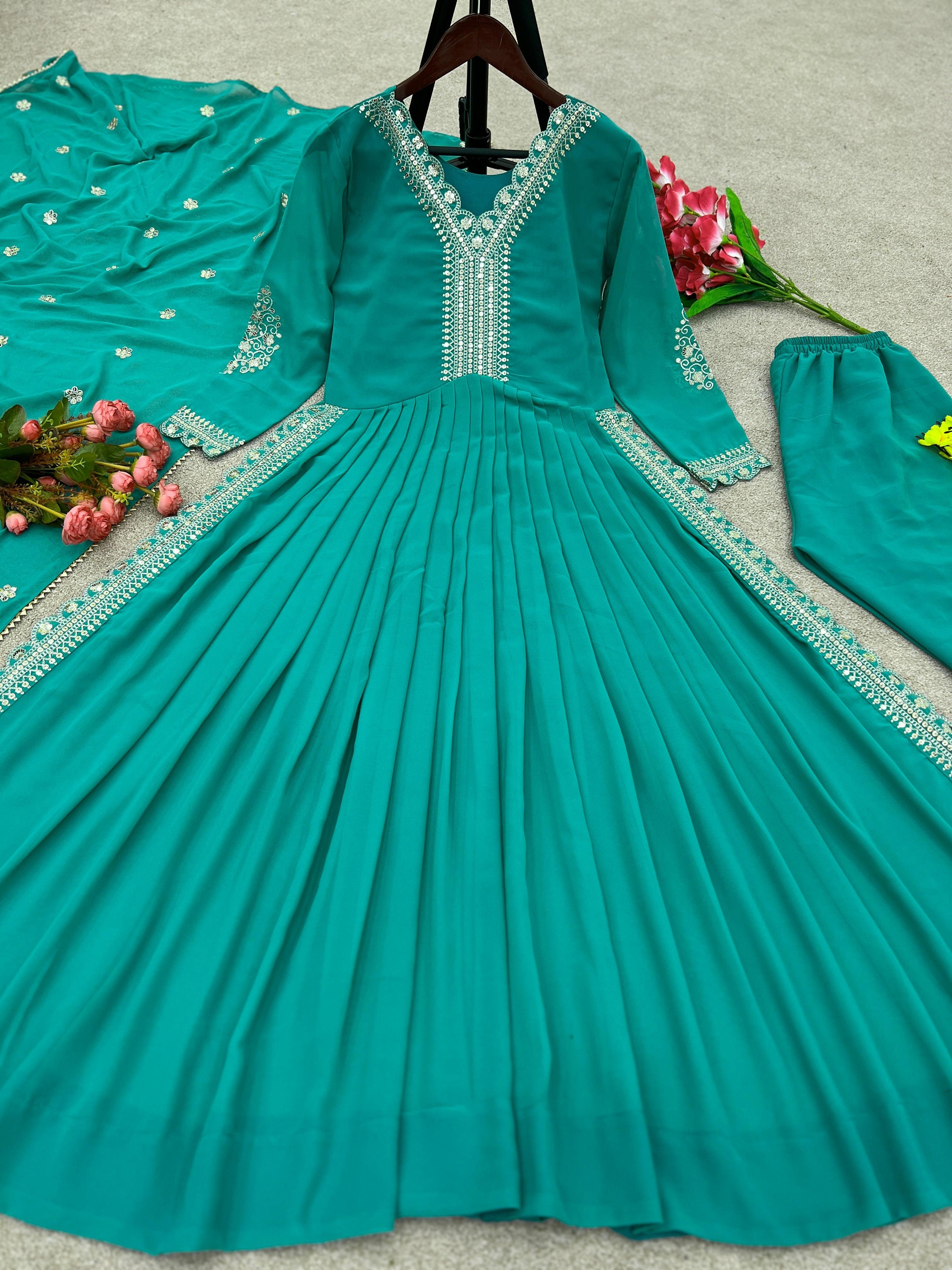 Indian Women Dress Emerald Green Color Casual Wear Dresses Etsy