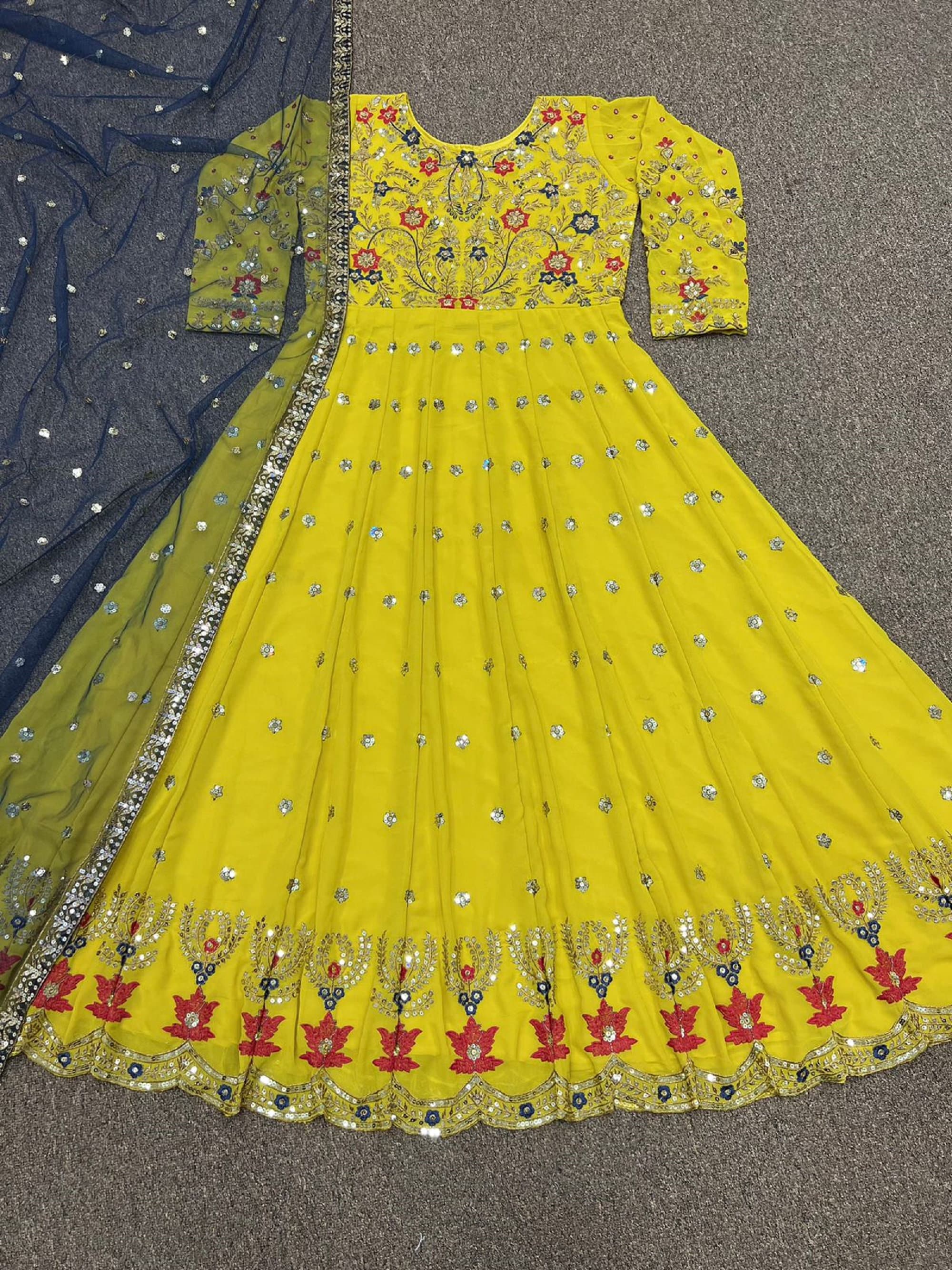 Indian Outfits For Women Haldi Function Dress Sequin Work Etsy indian-outfits-for-women-haldi-function-dress-sequin-work-etsy