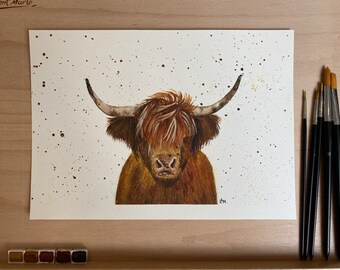 Watercolour Highland Cow Print