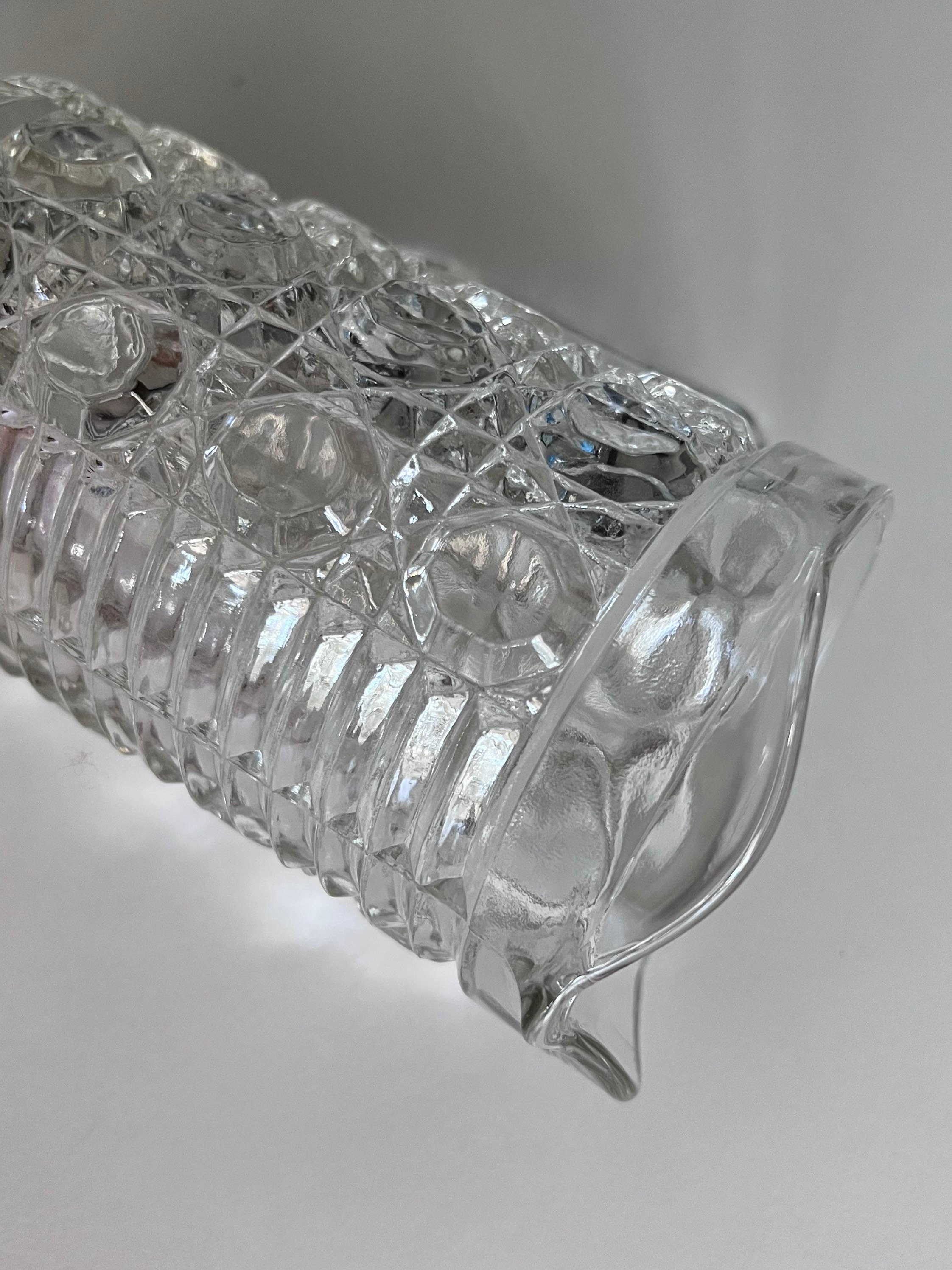 Vintage Pressed Glass Small Pitcher Windsor Button Pattern Clear Glass 