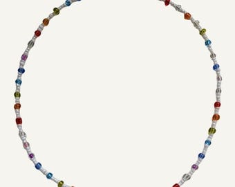 Collar de cuentas de vidrio arcoíris • Gargantilla de cuentas coloridas de regalo