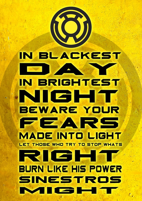 Sinestro Corps Oath A4 Etsy