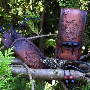 Neck knife - Neck Knife - 3 pieces. Set 4 - Unique - Handmade - Viking - Shieldmaiden - Medieval belt bag