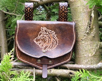 Sac ceinture en cuir "WOLF + LEBENSBAUM" Sac en cuir Médiéval Larp