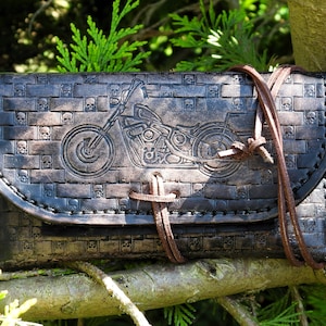 Tabakbeutel Tabaktasche Tobacco Leather pouch Tabak  ~ Biker, Skull, Totenschädel