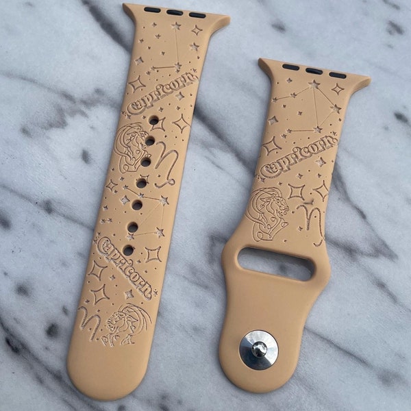 Capricorn Apple Watch Band Engraved Band 38mm 40mm 41mm 44mm 45mm 42mm Silicone Sports Strap Zodiac