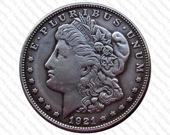 1921 Morgan & Peace Two Face Silver Dollar A Very Rare And Sought After Restrike Reproduction Coin