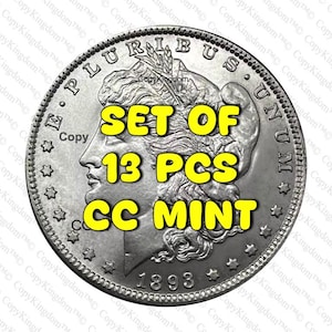 Set Of 13 UNC Morgan Silver Dollar CC Carson City Mint Sought After Restrike Reproduction Coins