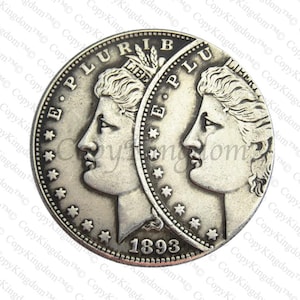 1893 S Morgan Silver Dollar Two Face Error Rare COPY coin