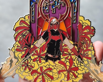 Glass Flowers Red Hood Enamel Pin
